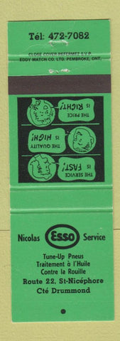 Matchbook Cover - Nicholas Esso oil gas Drummond QC