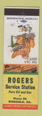 Matchbook Cover - Rogers Service Pure oil gas Ringgold GA