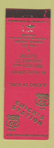 Matchbook Cover - Phillips 66 oil gas Chick's Station Pineville MO RED