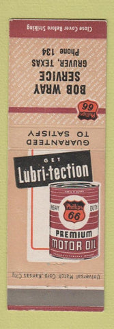 Matchbook Cover - Phillips 66 oil gas Bob Wray Gruver TX