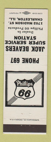 Matchbook Cover - Phillips 66 oil gas Jack Beavers Charleston IL