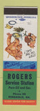 Matchbook Cover - Rogers Service Pure oil gas Ringgold GA