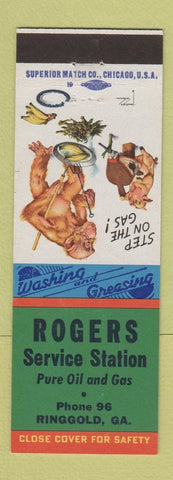 Matchbook Cover - Rogers Service Pure oil gas Ringgold GA