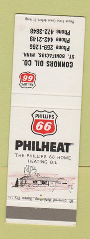 Matchbook Cover - Phillips 66 oil gas Connors St Bonifacius MN