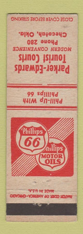 Matchbook Cover - Phillips 66 oil gas Parker Edwards Motel Checotah OK