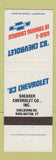 Matchbook Cover - 1983 Chevrolet Shearer Burlington VT