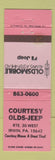 Matchbook Cover - Courtesy Oldsmobile Jeep Irwin PA WEAR
