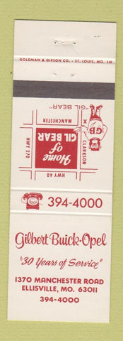 Matchbook Cover - Gilbert Buick Opel Ellisville MO