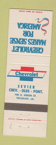 Matchbook Cover - Sevier Chevrolet Oldsmobile Pontiac Tallulah LA
