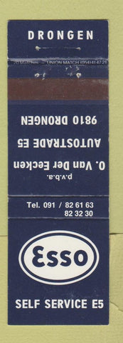 Matchbook Cover - Esso oil gas Drongen Belgium
