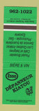 Matchbook Cover - Esso oil gas Depanneur Kiatou SAMPLE WEAR