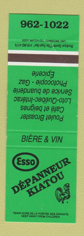 Matchbook Cover - Esso oil gas Depanneur Kiatou SAMPLE WEAR