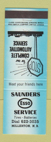 Matchbook Cover - Saunders Esso oil gas Millerton NB