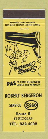 Matchbook Cover - Esso oil gas Robert Bergeron St Nicolas QC