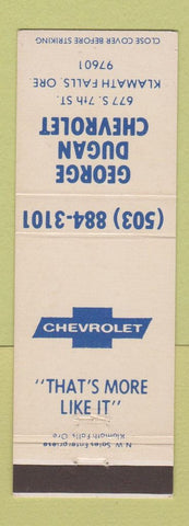 Matchbook Cover - George Dugan Chevrolet Klamath Falls OR