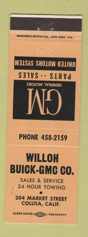 Matchbook Cover - Willoh Buick GMC Colusa CA