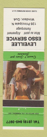 Matchbook Cover - Leveillee Esso oil gas Windsor QC pinup