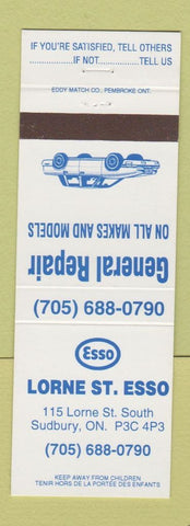Matchbook Cover - Lorne St Esso oil gas Sudbury ON
