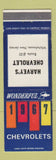 Matchbook Cover - 1967 Chevrolet Harvey's Whitehouse NJ