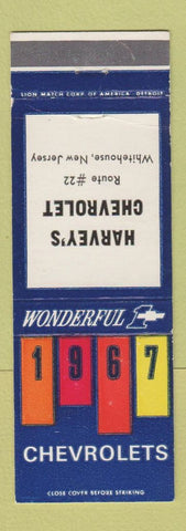 Matchbook Cover - 1967 Chevrolet Harvey's Whitehouse NJ