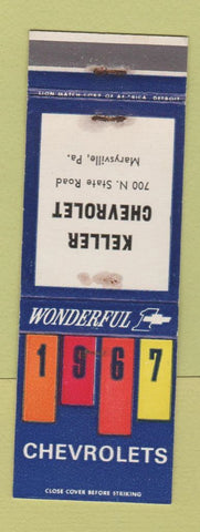Matchbook Cover - 1967 Chevrolet Keller Marysville PA WEAR