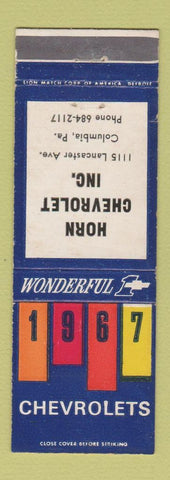 Matchbook Cover - 1967 Chevrolet Horn Columbia PA
