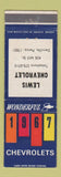 Matchbook Cover - 1967 Chevrolet Lewis Danville PA