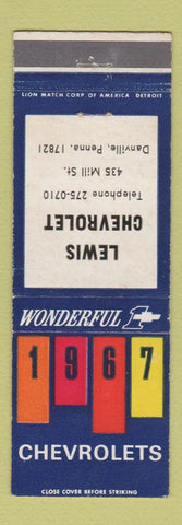 Matchbook Cover - 1967 Chevrolet Lewis Danville PA