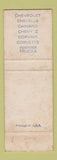 Matchbook Cover - 1967 Chevrolet Shultz Hanover PA
