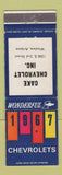 Matchbook Cover - 1967 Chevrolet Cake Winslow AZ