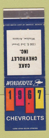 Matchbook Cover - 1967 Chevrolet Cake Winslow AZ