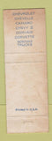 Matchbook Cover - 1967 Chevrolet Cake Winslow AZ