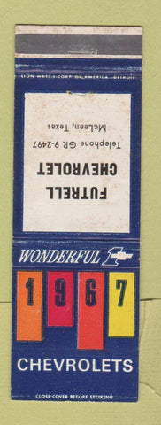 Matchbook Cover - 1967 Chevrolet Futrell McLean TX WEAR