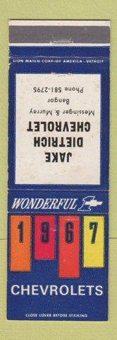 Matchbook Cover - 1967 Chevrolet Jake Dietrich Bangor ME