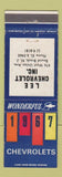 Matchbook Cover - 1967 Chevrolet Lee Bound Brook NJ