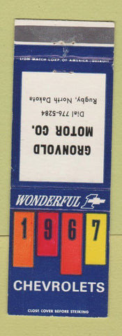 Matchbook Cover - 1967 Chevrolet Gronvold Rugby ND