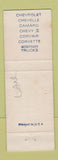 Matchbook Cover - 1967 Chevrolet Gronvold Rugby ND