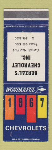 Matchbook Cover - 1967 Chevrolet Berzal's Catskill NY
