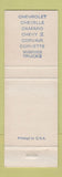 Matchbook Cover - 1967 Chevrolet Hubbard Utica MS