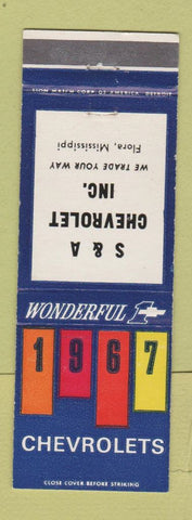 Matchbook Cover - 1967 Chevrolet S&A Flora MS
