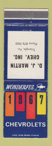 Matchbook Cover - 1967 Chevrolet DJ Martin Triangle VA WEAR