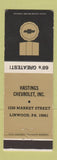 Matchbook Cover - 1968 Chevrolet Hastings Linwood PA