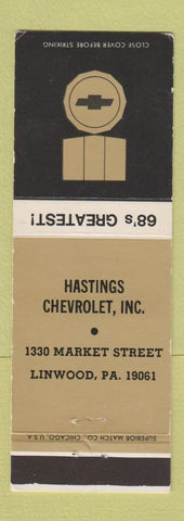 Matchbook Cover - 1968 Chevrolet Hastings Linwood PA