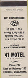 Matchbook Cover - 41 Motel AAA Cordell OK
