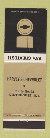 Matchbook Cover - 1968 Chevrolet Harvey's Whitehouse NJ WEAR