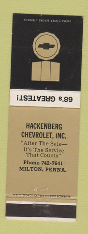 Matchbook Cover - 1968 Chevrolet Hackenberg Milton PA WEAR