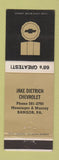 Matchbook Cover - 1968 Chevrolet Jake Dietrich Bangor ME