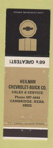 Matchbook Cover - 1968 Chevrolet Heilman Buick Cambridge NE