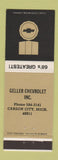 Matchbook Cover - 1968 Chevrolet Geller Carson City MI