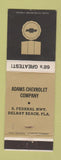 Matchbook Cover - 1968 Chevrolet Adams Delray Beach FL